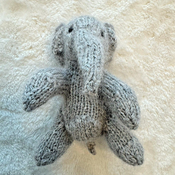 Vintage Handmade Crocheted 6in Stuffed Amigurumi Animal Elephant Plush Toy Gift